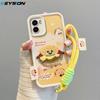 KEYSION Cartoon Cute Plush Embroidery Case for VIVO Y15S Y15A with Lanyard Soft Silicone Shockproof Phone Cover for VIVO Y16 Y01
