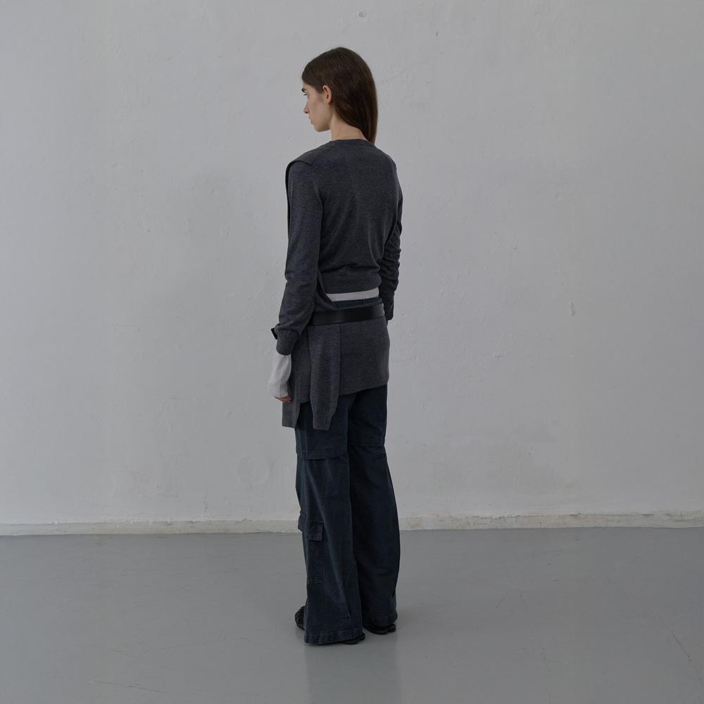 LCDC™ Tied Detail Layered Knit Skirt (Melange Grey)