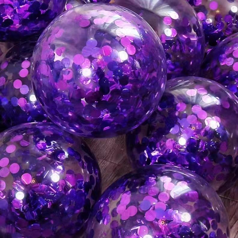 

Прозрачный шар с конфетти 12 дюймов, красочный шар из алюминиевой фольги с блестками, украшение на День защиты детей, день рождения 1 purple sequined balloon