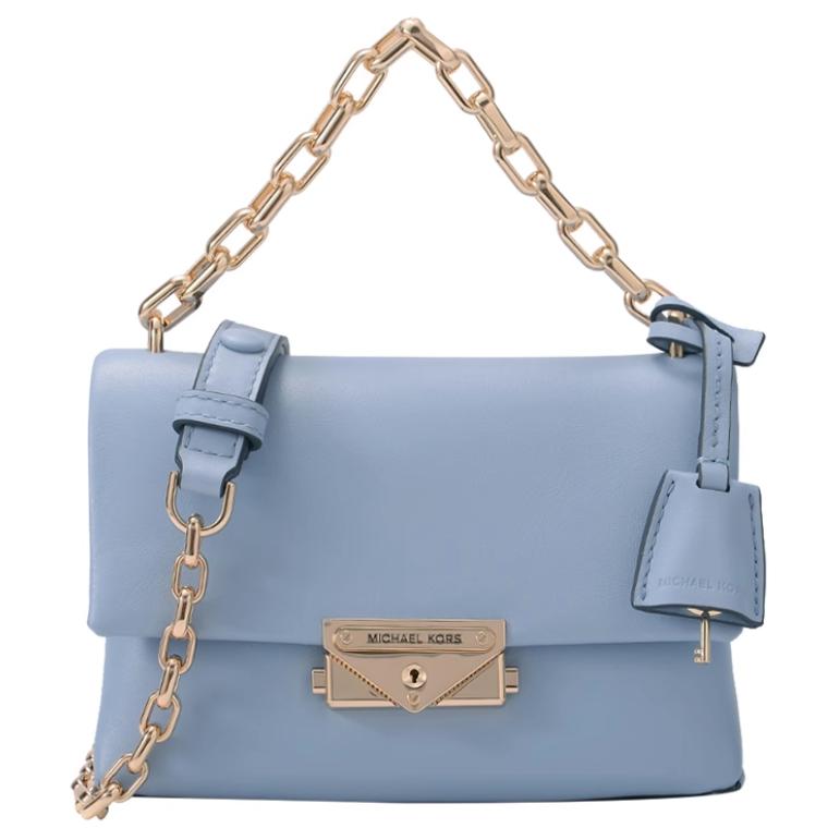 Michael Kors MK Cece 18 Metal Logo Push Lock Closure Polyester Shoulder Crossbody Bag Small Women Bags Light-Blue 35F2G0EC5O-PALEBLUE