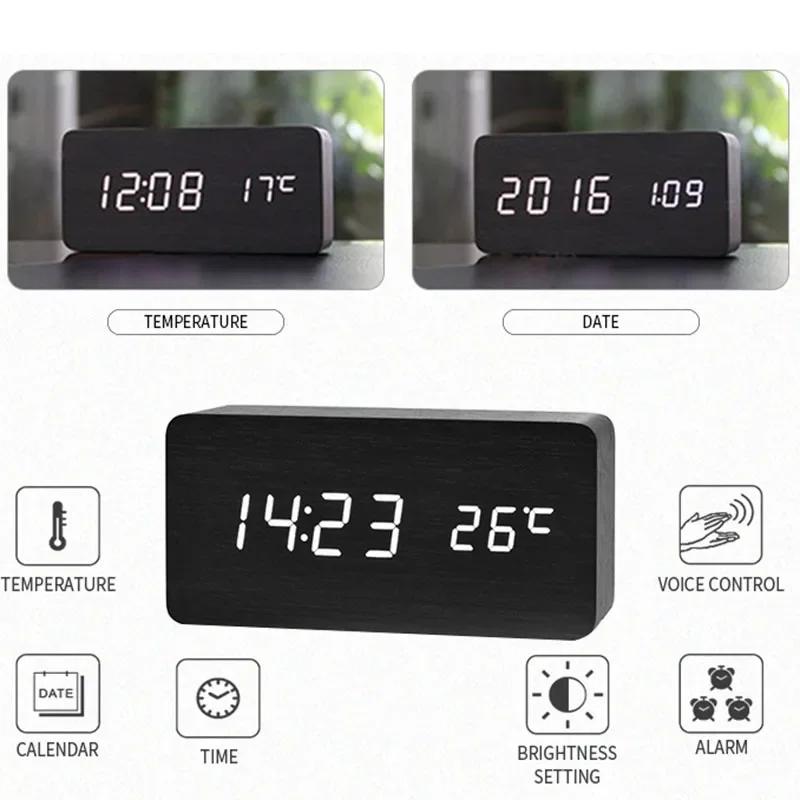 Top Quality Simple Fashion Life Wooden Alarm Clock Bedroom Study Home Decorative Art Bedside Table Alarm Clock, Usb Power Supply