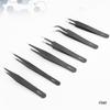 ESD Black Anti-static Stainless Steel Angled Tweezers - Fine Tip for Jewelry & DIY