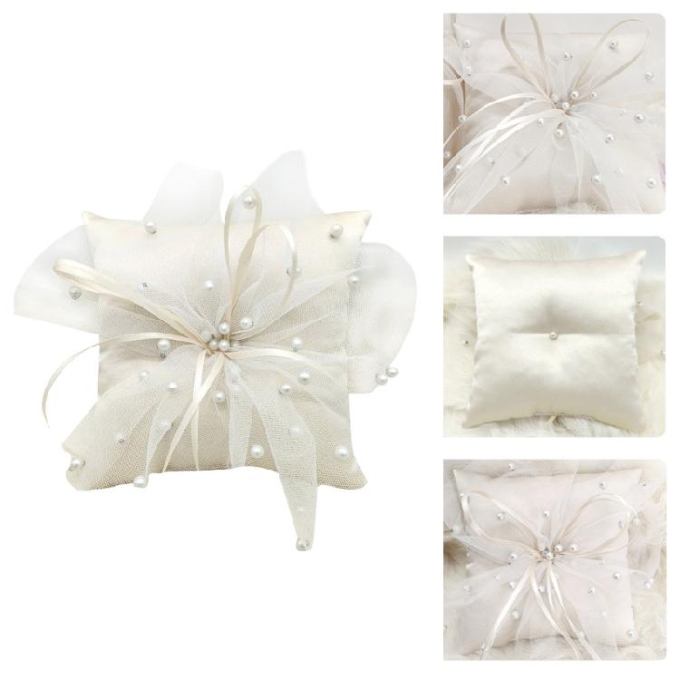 Unique Pearls Rings Bearer Pillow Cushion Bows for Proms, Anniversaries, Ceremonies, Wedding Embellishments
