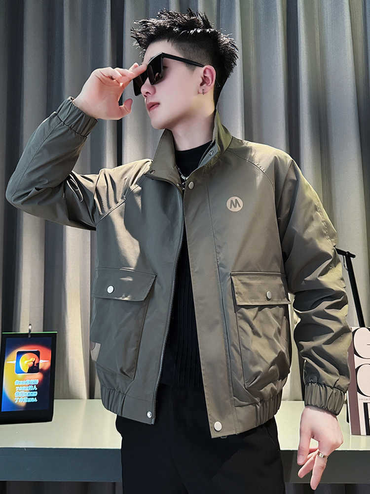 Trendy brand tooling jacket men's sense of ruffian handsome short jacket men's clothing 2025 new men's casual spring and autumn top