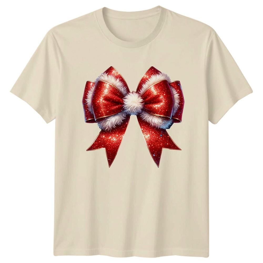 Christmas Bow Red Holidays Graphic Unisex Tee Unisexs Unisexs TShirt