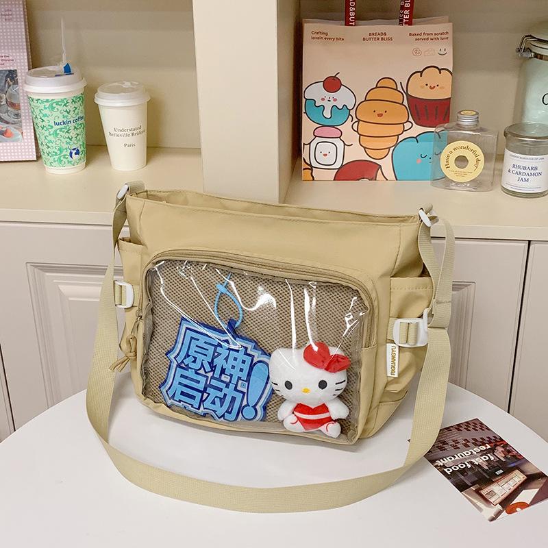 

Школьный рюкзак ins высокая ценность двухмерный бар ранняя старшая школа простой и легкий универсальная сумка-мессенджер хаки