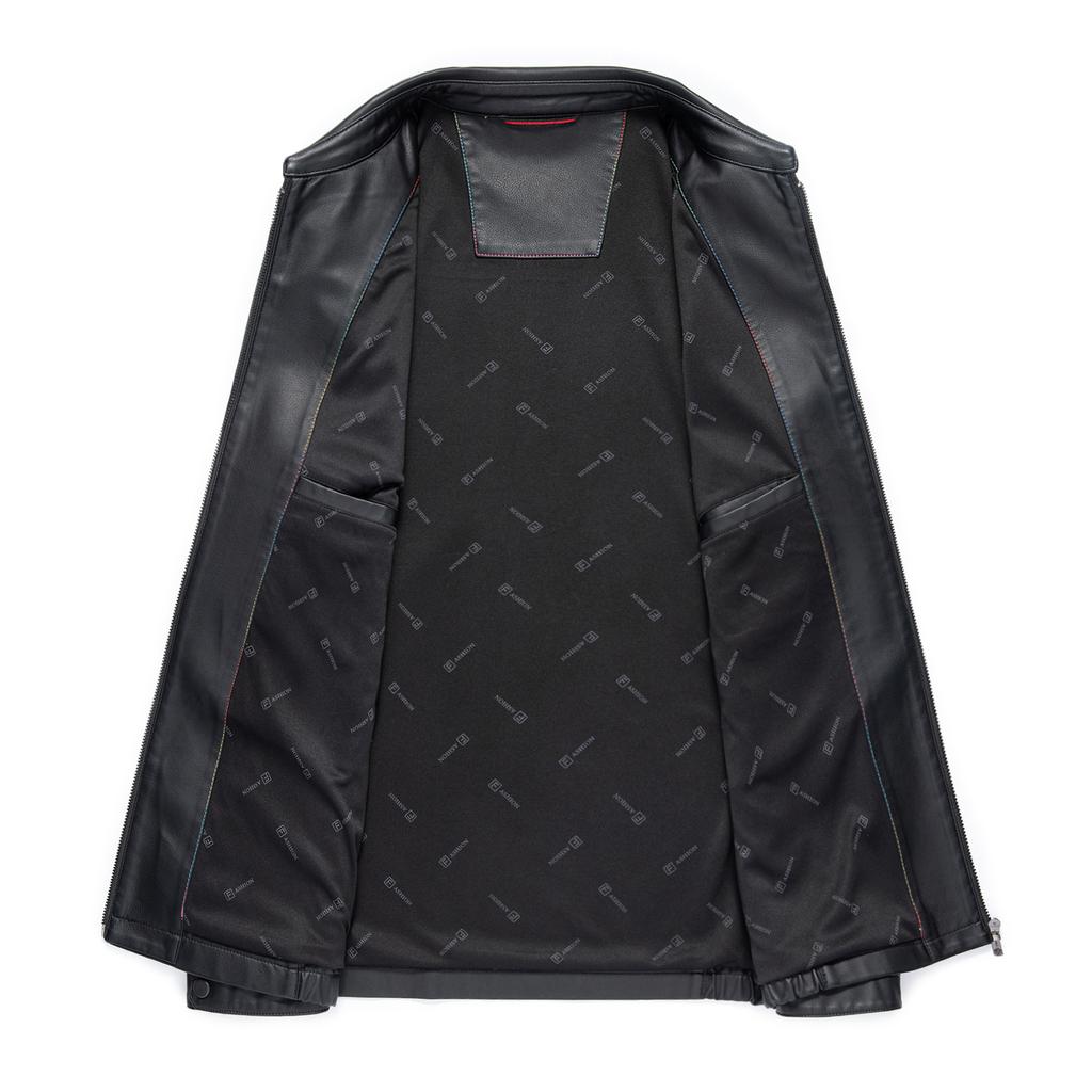 New Autumn and Winter Genuine Leather Jackets for Middle-aged Men and Dads Leather Jackets Business Lapel Plus Velvet Leather Jackets