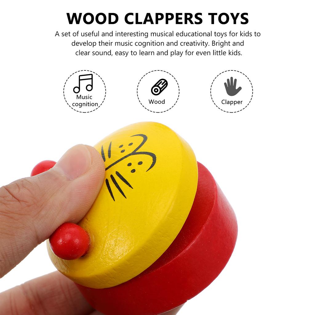 6 Pcs Wooden Castanets Percussion Toy Animal Kids Puzzle Educational Toddlers Toys Instrument Musical Mini Cartoon Early