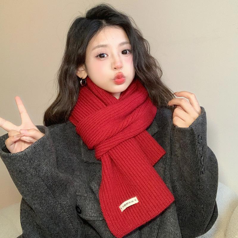 Red Scarf Women's Winter New Autumn and Winter Atmosphere High-end Christmas New Scarf Warm and Thicker