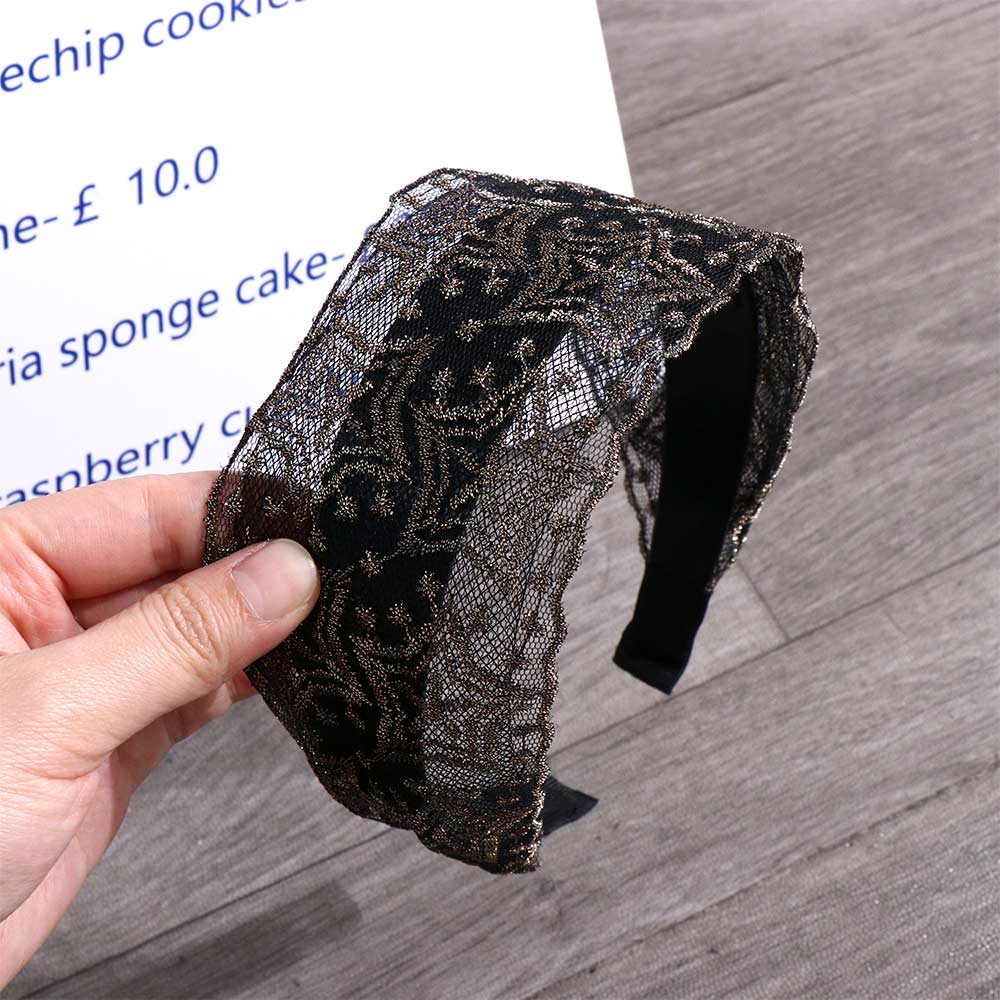 Silk Floral Printed Flower Broadside Headband Embroidery Hair Bands Hair Accessories Lace Head Hoop