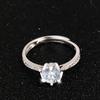 S925 Sterling Silver Moissanite Six-Prong Square Bezel Women's Open Design Ring