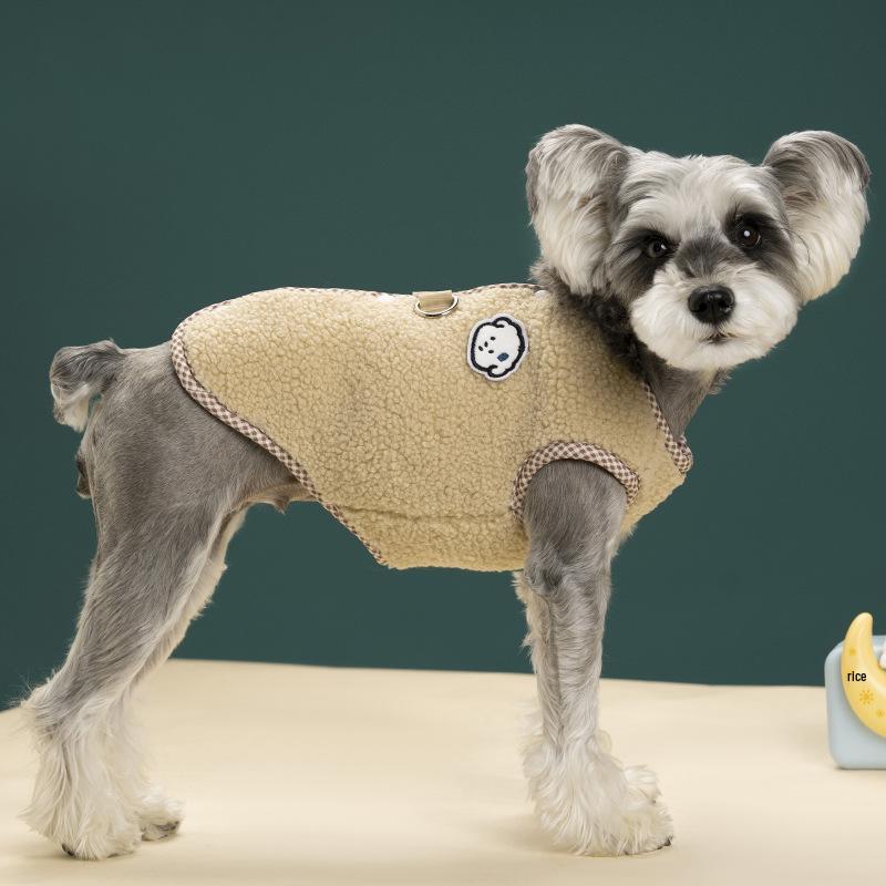 Popular Warm Checkered Fleece Dog Sweater - Comfortable, Thickened, Close-Fitting Vest for Spring, Autumn, and Winter.