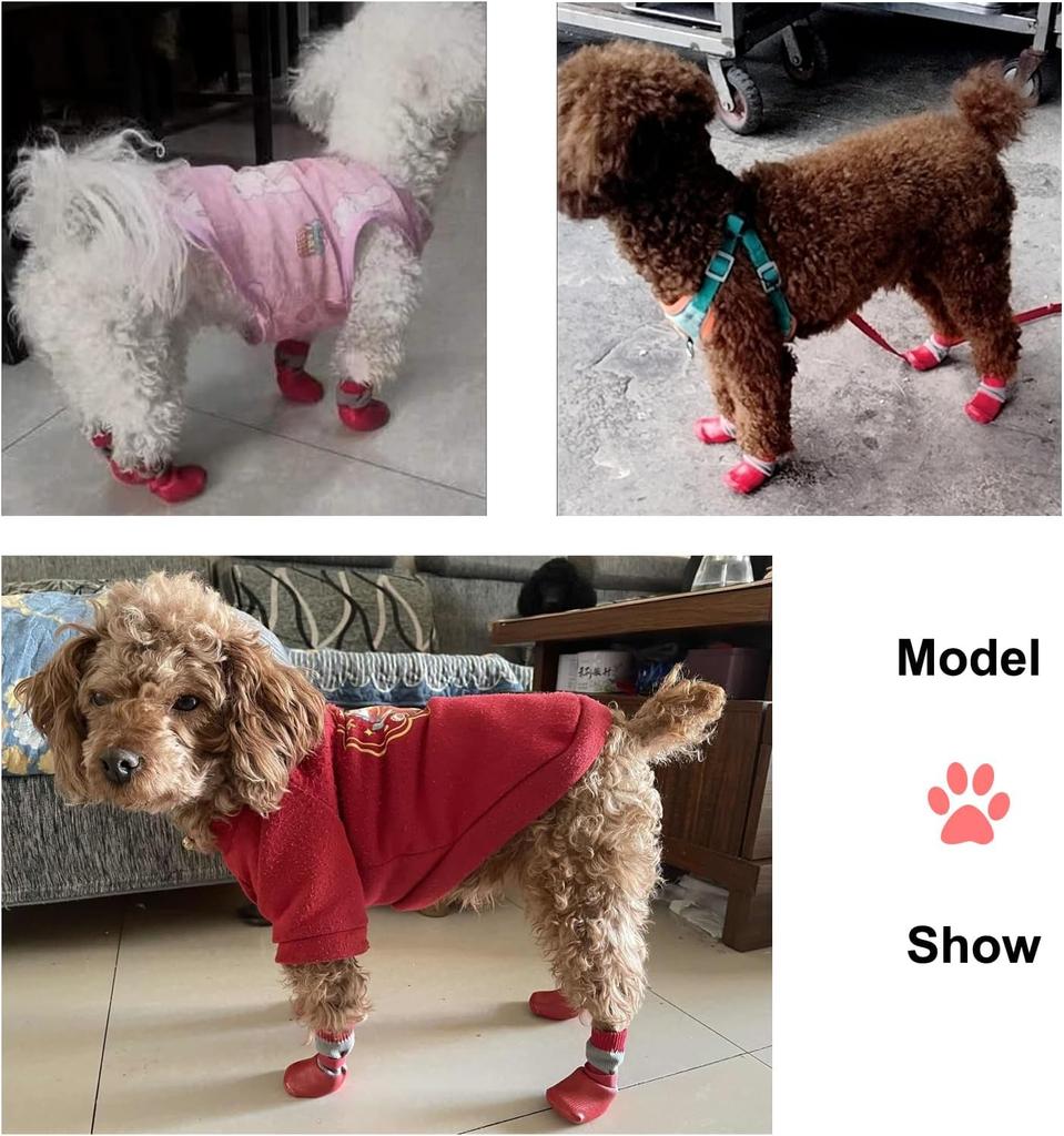 Pet Dog Shoes Socks Waterproof Cats Dogs Rubber Non-slip Socks, Knitting Warm Rain Snow Boots for Small Medium Pets Outdoor
