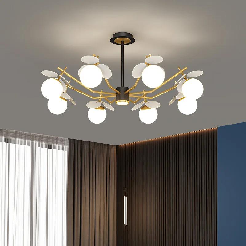 Nordic Modern LED Chandelier for Bedroom Living Room Hall Black Golden Glass Ball Ceiling light Lamp Indoor Lighting Fixture