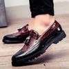 Fashion Fashion Hick Sole Cracked Leather Men Casual Slip-on Leather Shoes Brand Driving Tassels Loafers Moccasins Office Dress for Men