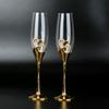 Wedding Wine Glasses Handmade Bride And Groom Toasting Flutes Wedding Accessories Valentine's Day Gift(Gold Hearts,set Of 2)