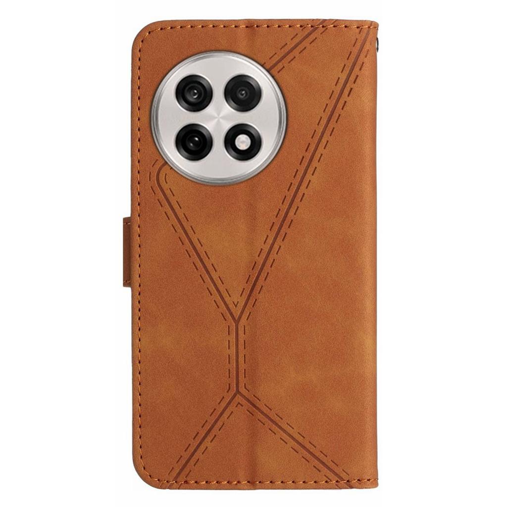 For OnePlus 13R 5G Case Skin Touch Lines Imprinted PU Leather Flip Phone Cover
