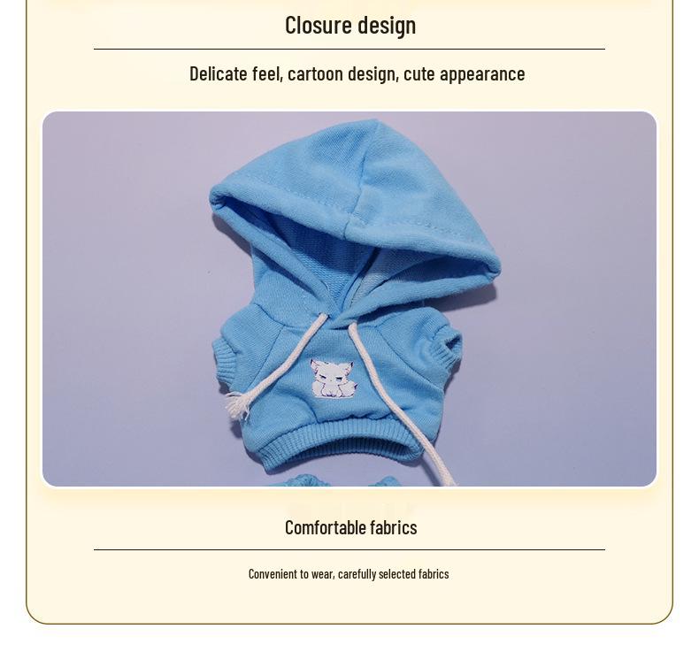 Labubu Hoodie Set: Einfarbige Puppenkleidung mit Anhänger für Erste & Dritte Generation, 17cm austauschbare Plüsch-Merchandise.