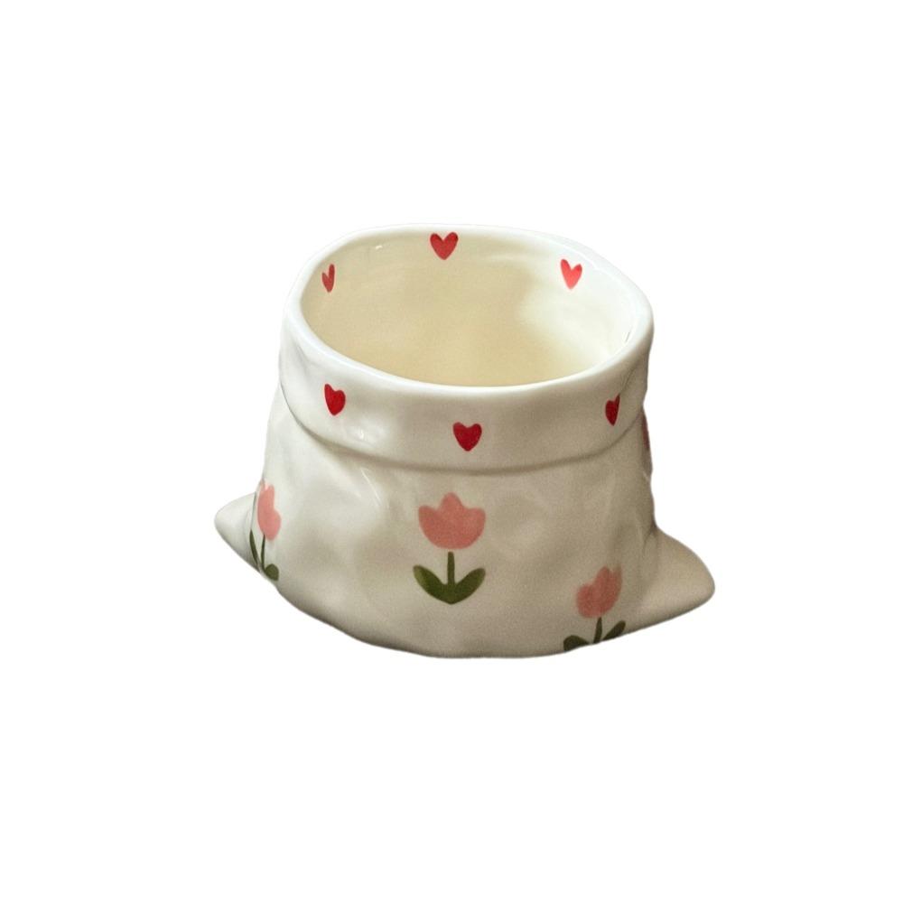 Hand-Painted Drink Cup Underglaze Color Milk Mug Bag-shaped Ceramic Coffee Cup Afternoon Tea