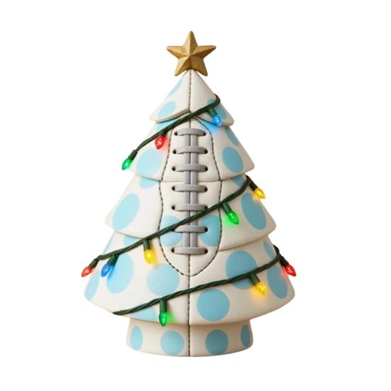 Ball Christmas Tree Ornament Fun Football Xmas Tree Decoration Basketball Tree with Golden Star Topper for Festive Holiday Decor