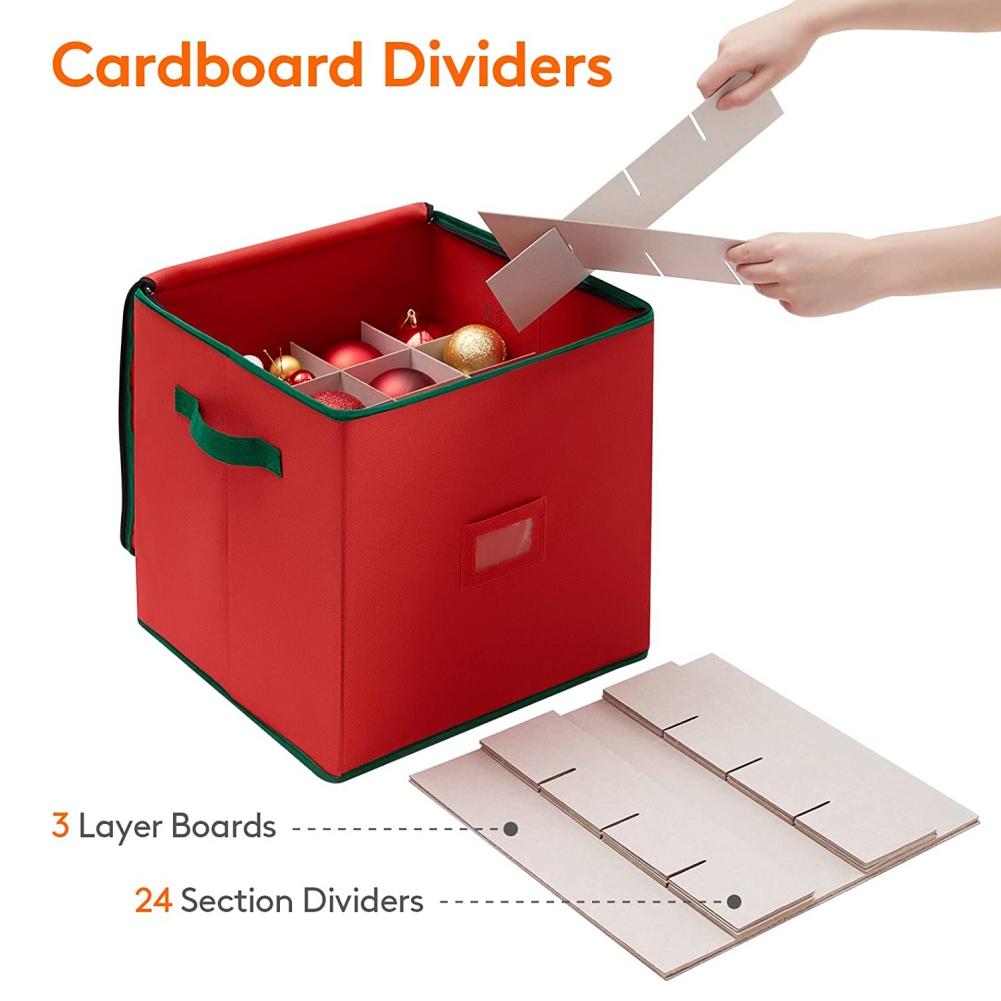 Aufbewahrungsbehälter für Weihnachtsschmuck mit doppeltem Reißverschluss – Box bietet Platz für 64 Weihnachtsschmuck