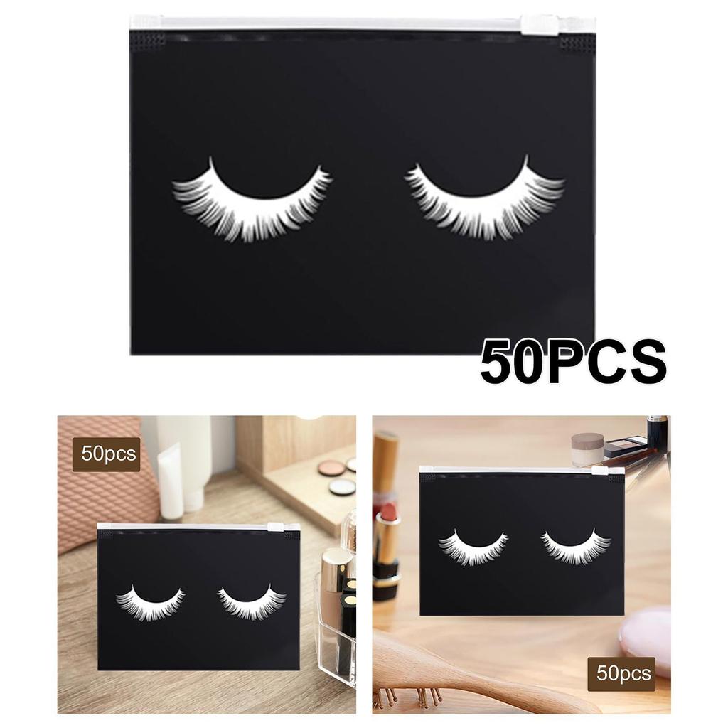 Stylish 50 Count Lash Bags Cute Eyelash Makeup Bags with Zipper