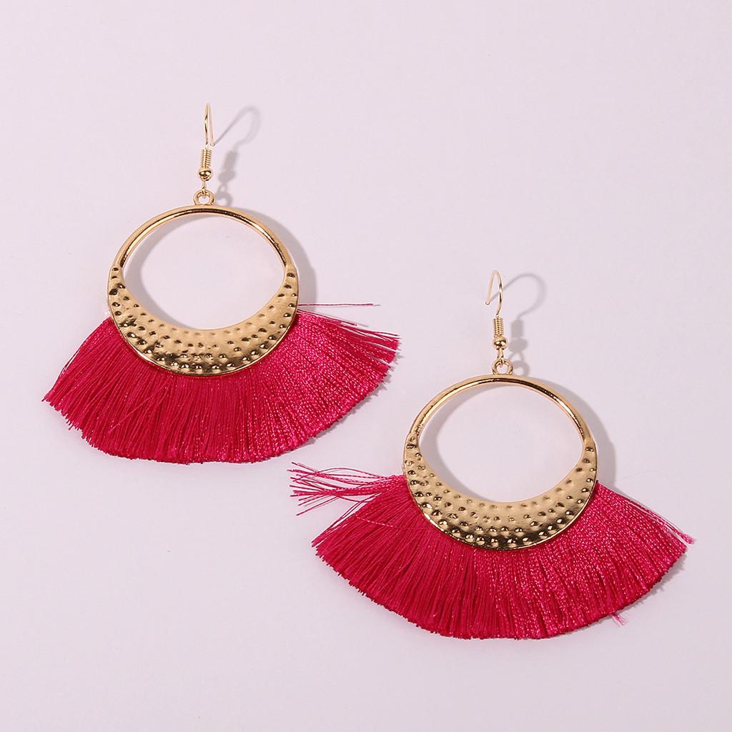 

Ethnic Long Artistic Tassel Earrings Alloy Pendant Women Jewelry Travel For