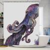 Stunning Purple Octopus Bathroom Shower Curtain Set Watercolor Artistic Design for Home Decor