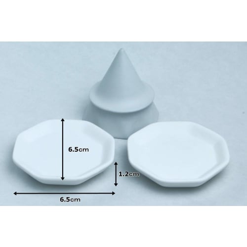 Moa Feteli (Moa Feteli) [Mori Salt Set] Octagonal Mori Salt Set Made in Japan Unglazed Mori Salt Set with 2 Octagonal Plates