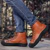 Buty Męskie Moda Buty Motocyklowe Wodoodporne Skórzane Buty Wiosenne Sznurowane Buty na Platformie Nowe Buty Wysokie dla Mężczyzn Botas Hombre