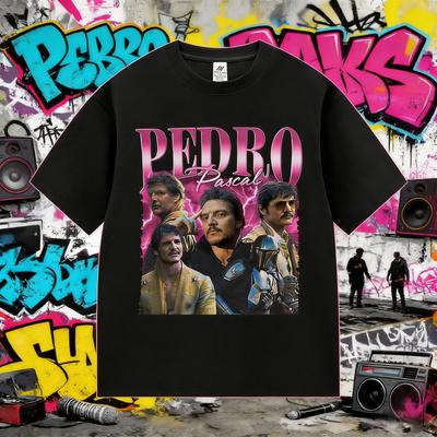 2025 Summer  Vintage Pedro Pascal Movie Graphic Men's Women Harajuku Fashion Short Sleeve 100% Pure Cotton Printed T-shirt