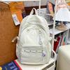 Schoolbag Sea Salt Blue Solid Color Letter Fresh Backpack Junior High School Primary School Student Party Class Travel Versatile Sweet School Bag Girl