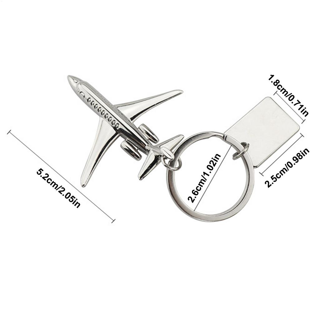 

Metal Airplane Keychain Alloy Airplane Alloy Engraved Keychains Creative Pilot For Birthday Christmas Helloween holiday gifts срібний