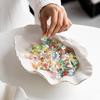 Seashell Shaped Ceramic Tray Gold Trim Wavy Shell Bowl Decorative Serving Dish for Fruit Jewelry Storage Table Decor Gift