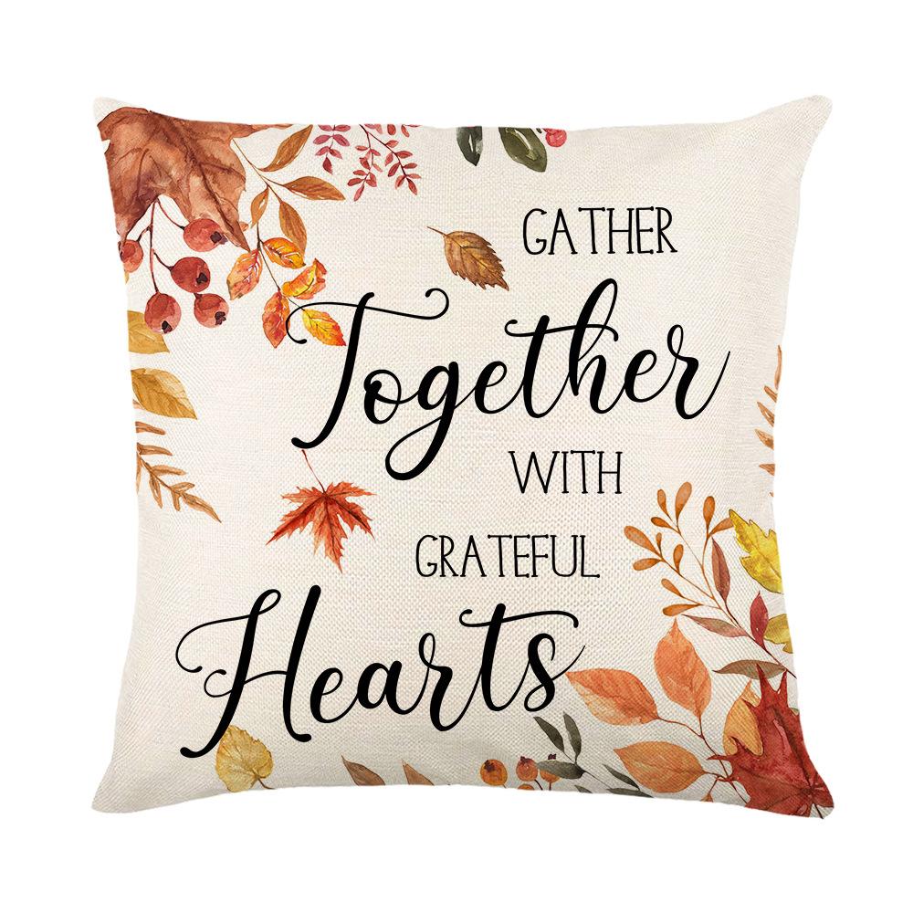 Pumpkin Truck Printed Pillow Cover Linen Letter Square Home Sofa Cushion Cover Bedroom Headboard Pillow
