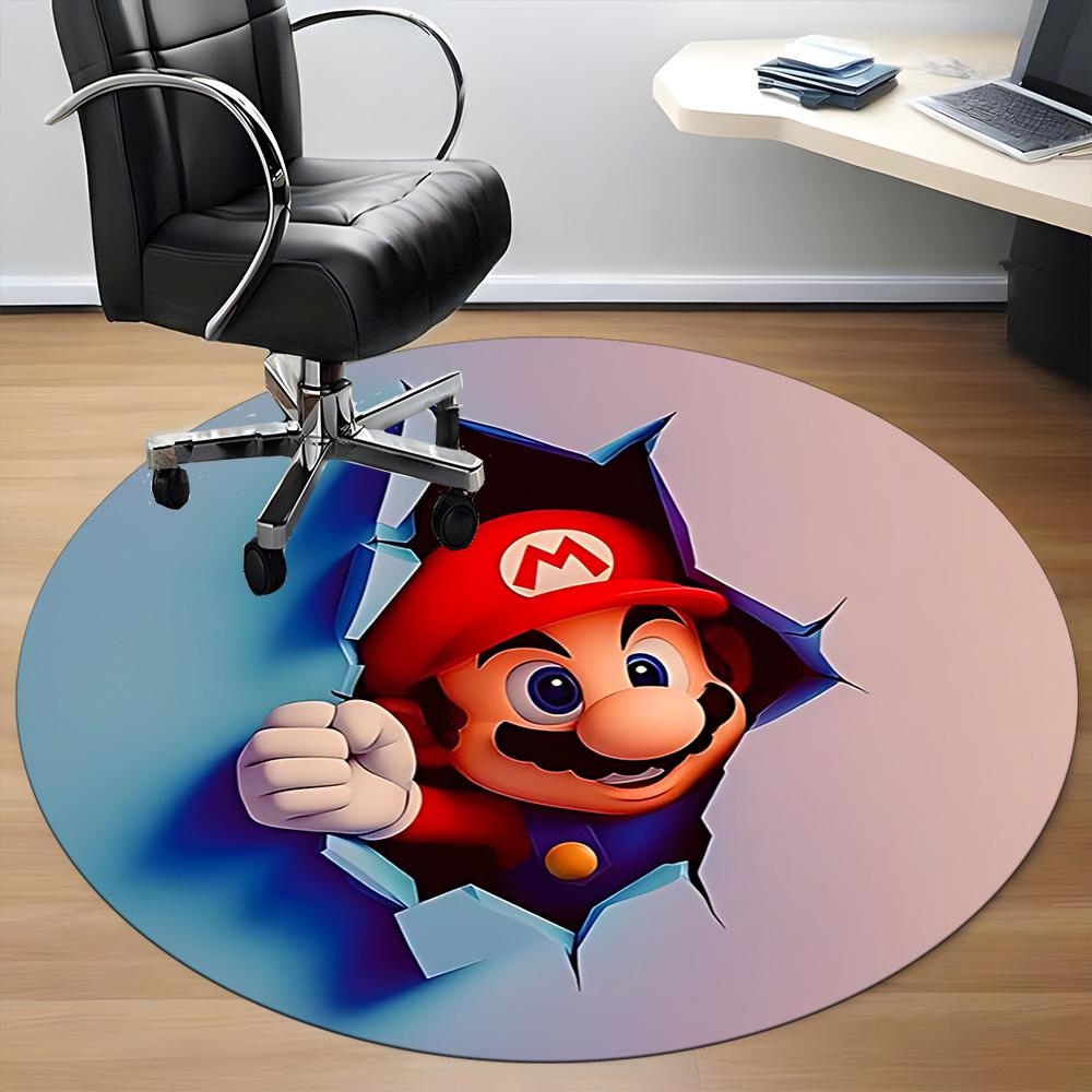 M-Mario Breakthrough Office Round Area Rug, Under Office Chairs Bedroom Living Room Home Decor, A1022393