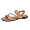 2026 Summer Women Soft Pu Leather Flat Shoes Fashion Open Toed Minimalist Roman Sandals Women Beach Footwear