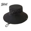 Wide Brim Hat for Beach Summer Mesh Spliced Bucket Men Women Extra Sun Foldable Outdoor Hiking with Adjustable Drawstring Portable Cap Fishing