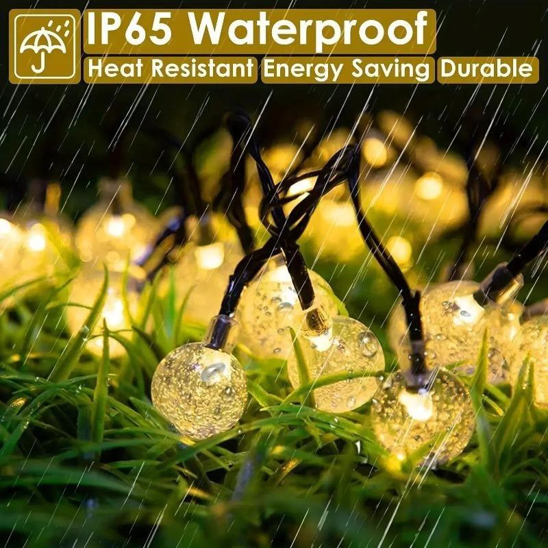 Solar Crystal Globe LED String Lights, 8 Modes IP65 Waterproof Fairy Garland, Solar Christmas Light for Garden Party Outdoor Decor
