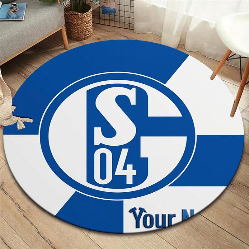 FC Schalke 04 Custom Name Round Area Rug,Carpet Rug for Living Room Bedroom Sofa Playroom Decor,Non-slip Floor Mat