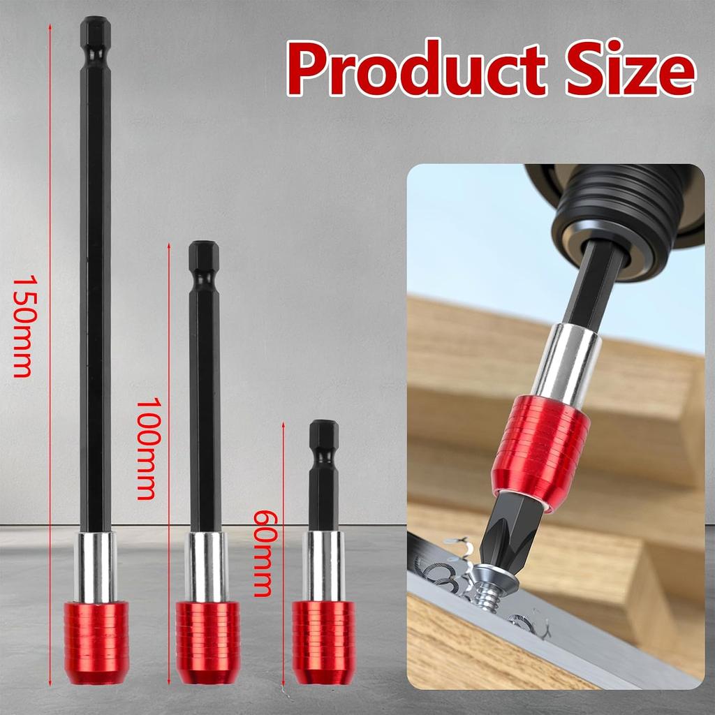 3 Pack Magnetic Drill Bit Extension, Bit Holder for Drill, High-Carbon Steel, Professional Tool Accessories for Home Improvement, 2.36"/3.93"/5.90",
