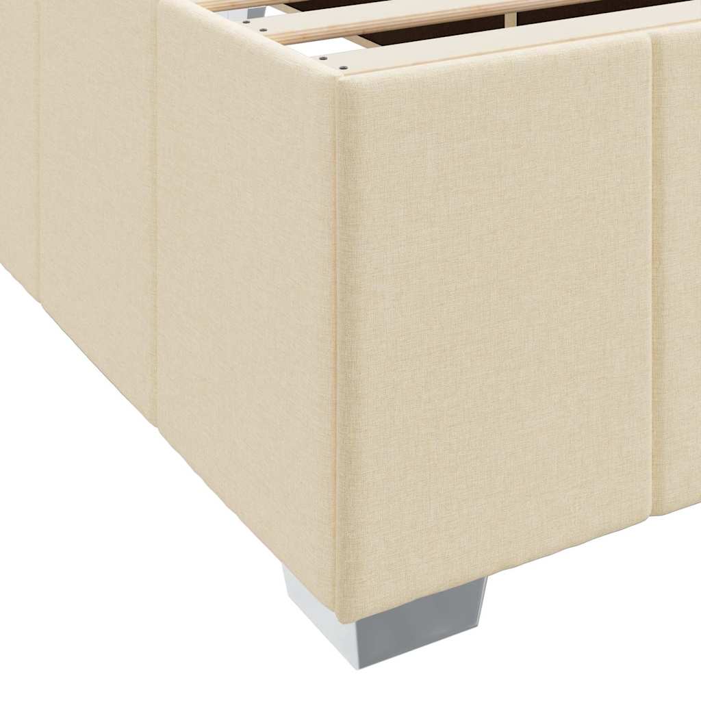 Cream Upholstered Bed Frame with Mattress 140 x 200 cm Fabric