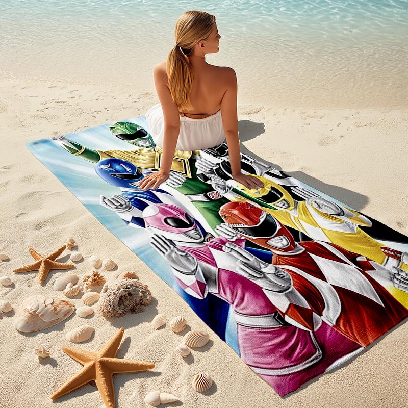 1pc Mighty Morphin Power Rangers2 Beach Towel, Comfortable and Thick, and Swimming/Bath/Picnic/Camping Towel, Suitable for Seaside Beaches