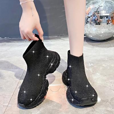 High Quality Thick Bottom Full Diamond Generous High-end Fashion Women's Boots All Comfortable Non-slip Breathable Women's Shoes