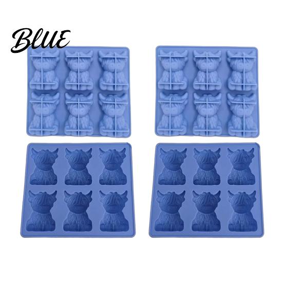 Mini Glaçons Vache Moule à Glaçons Highland Plateau Flexible en Silicone de Qualité Alimentaire Démoulage Facile Réutilisable Fabricant Forme 3D pour Whisky Cocktails
