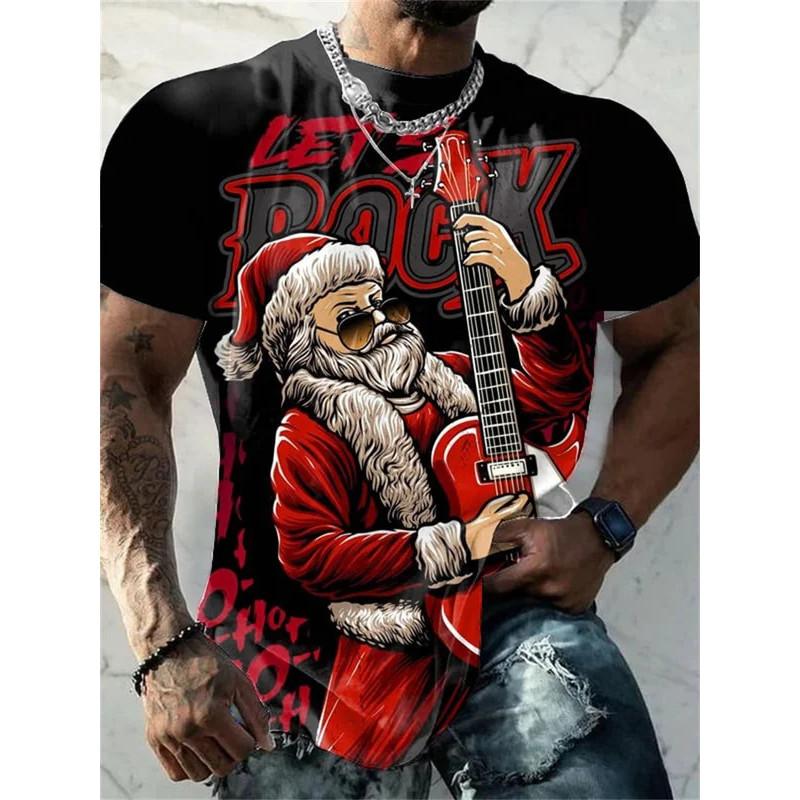 Christmas T-shirt Fun 3D Santa Claus Printed Top T-shirt Dj Men's Clothing Kawaii T-shirt Holiday Leisure Harajuku Colorful Men's Clothing