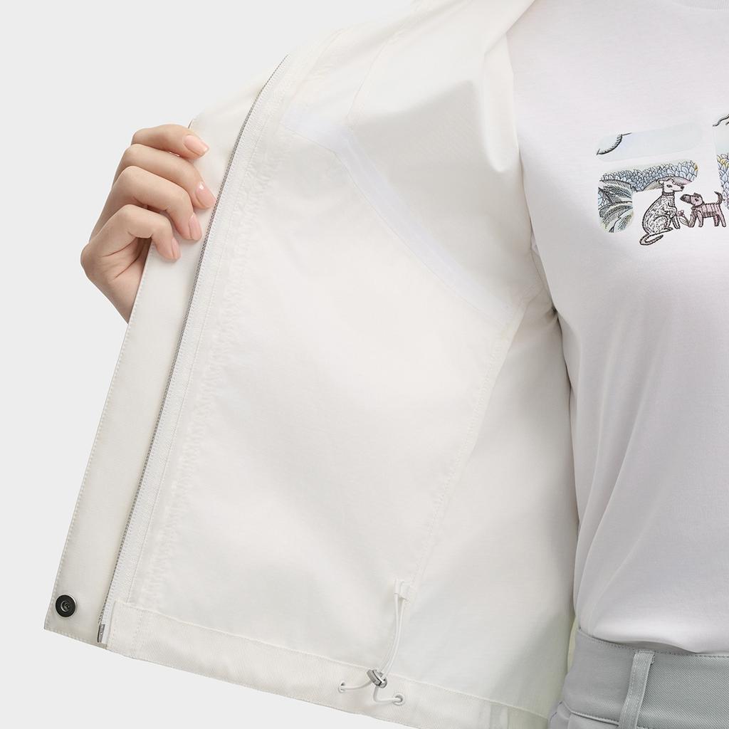 Fila Mysterious Journey Fashion Simple Solid Color Versatile Multi-Pocket Jacket Women Jackets Cloud-Mushroom-White F11W438702FWT