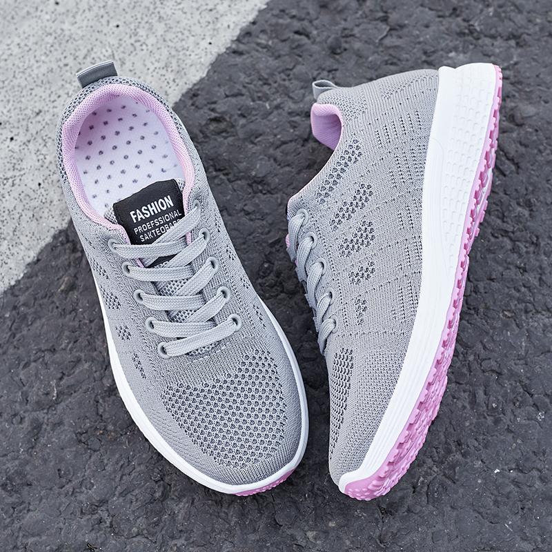 Sneakers For Women Fashion Breathable New Comfortable Soft Sneakers Women Mesh Fabric Lace Up Woman Shoes Female Footwear