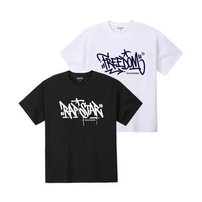 GROOVESTEP [2Pack] Rapstar Street Round Short Sleeve T-Shirt Ss (B Type)