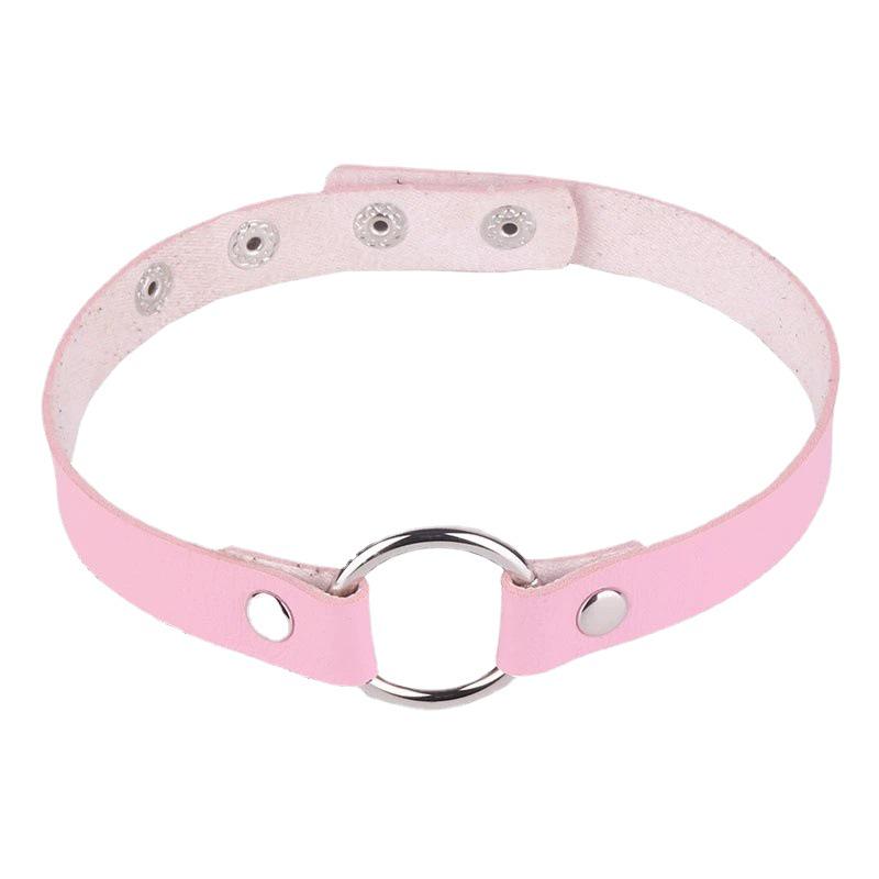 Harajuku Punk Weiches PU-Leder Runder Choker Halskette